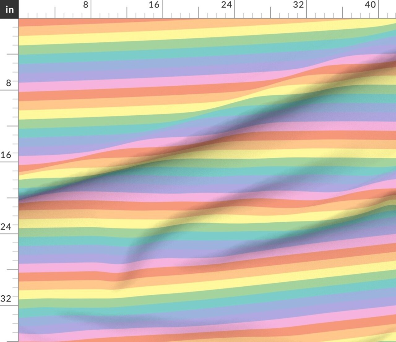 Whimsical Stripes Light Playful Colorful Horizontal Rainbow Multicolor Custom Printed Fabric by Spoonflower Various Fabrics by the Yard or Fat Quarter